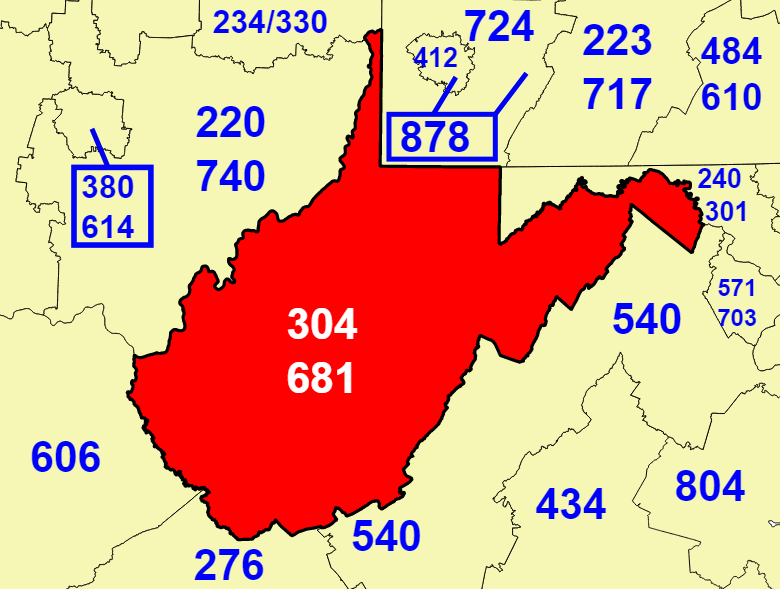 Most popular area codes